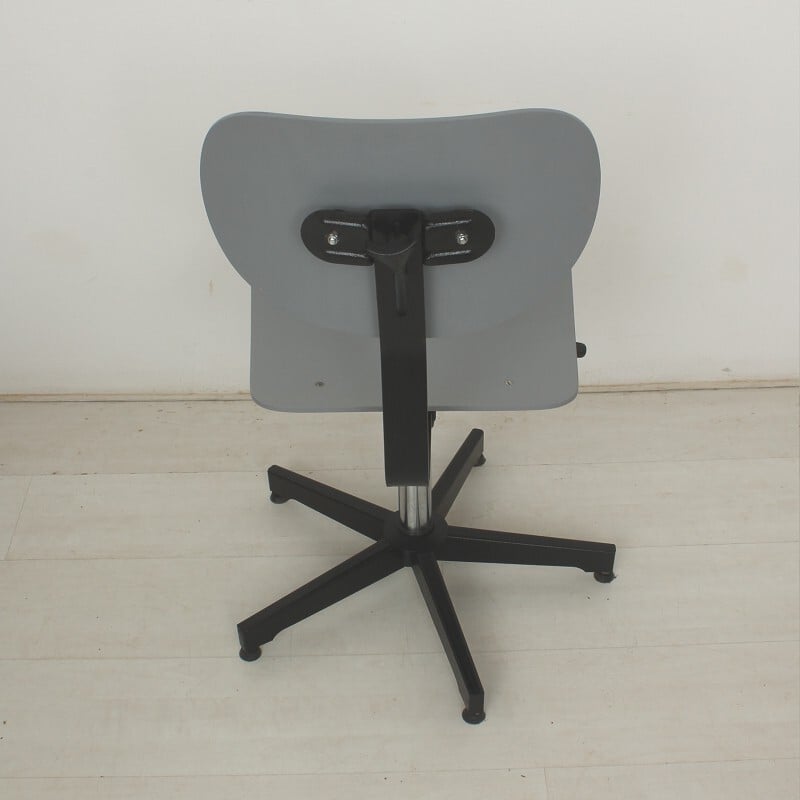 Industrial wooden and metal desk chair - 1970s