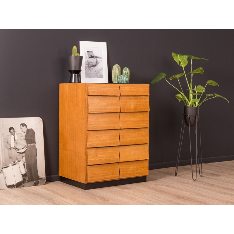 Vintage german drawer cabinet in oakwood and formica 1950s