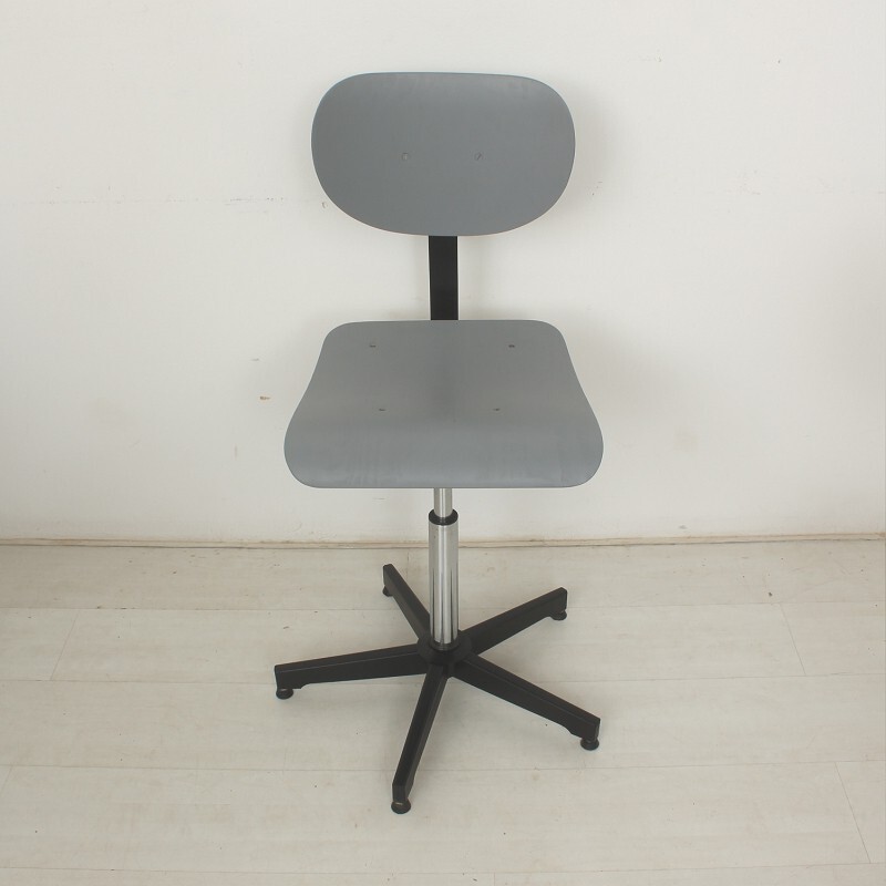 Industrial wooden and metal desk chair - 1970s