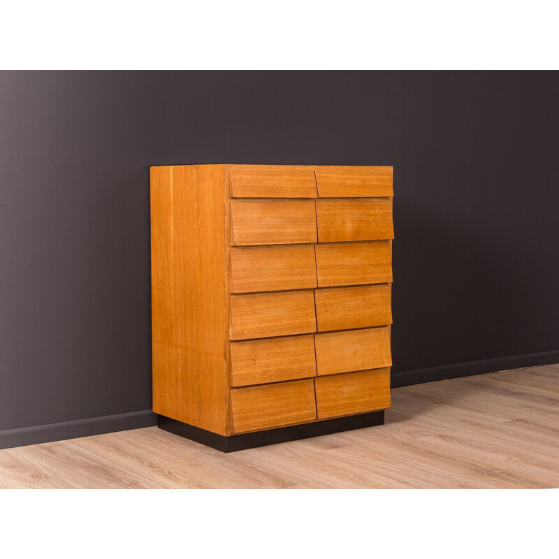 Vintage german drawer cabinet in oakwood and formica 1950s