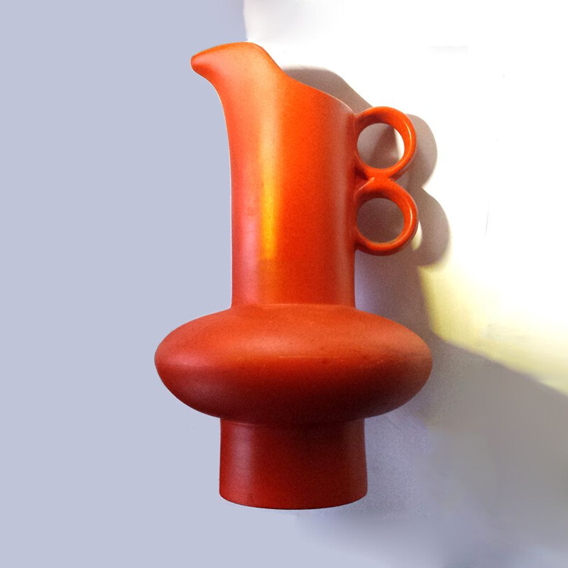 Vintage german pitcher vase in orange ceramics 1960s