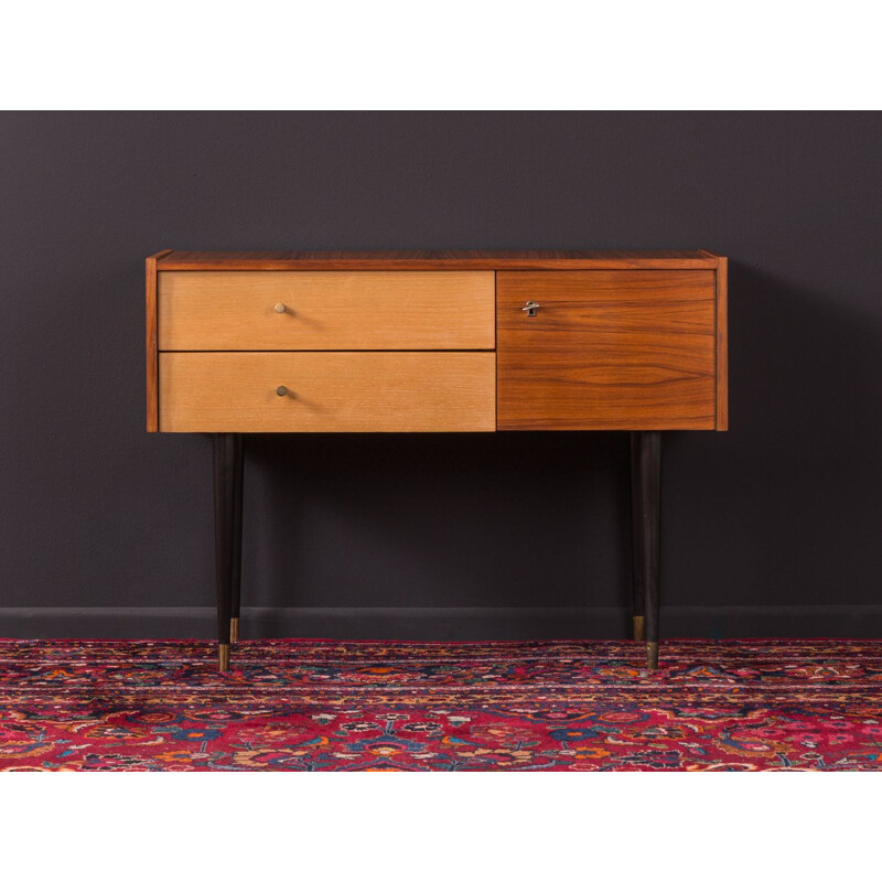 Vintage german chest of drawers in ashwood and walnut 1950s