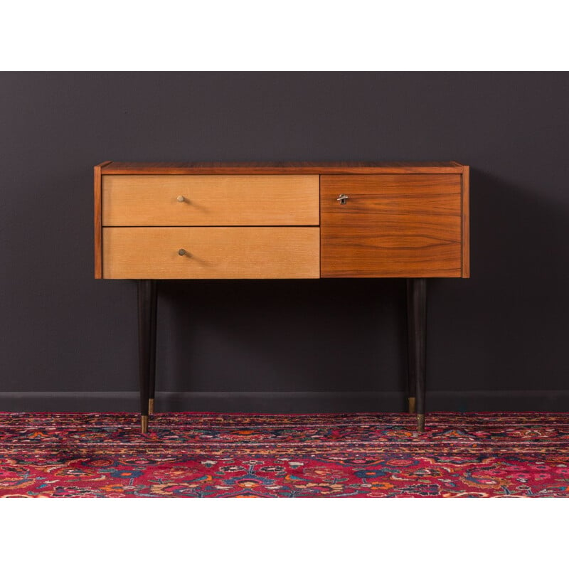 Vintage german chest of drawers in ashwood and walnut 1950s
