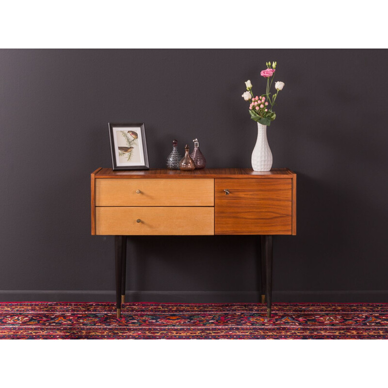 Vintage german chest of drawers in ashwood and walnut 1950s