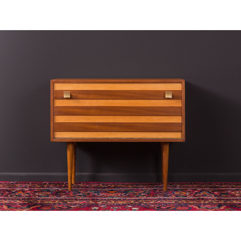 Vintage german chest of drawers in walnut and ashwood 1950s