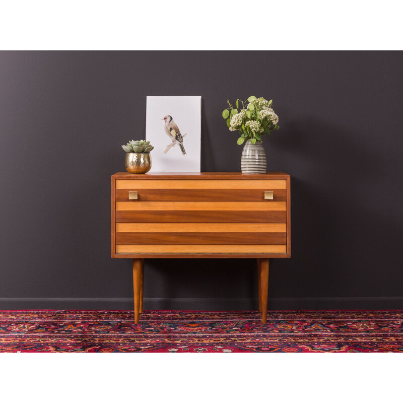 Vintage german chest of drawers in walnut and ashwood 1950s