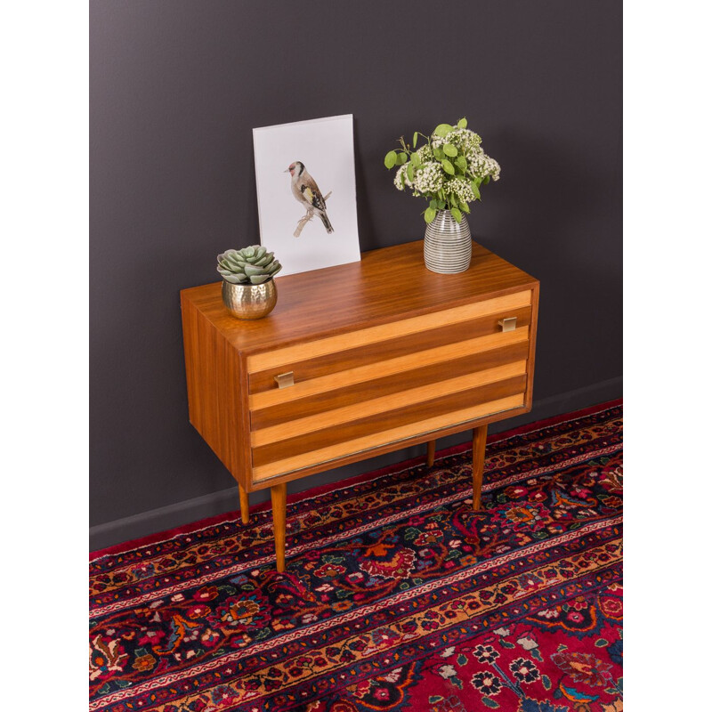 Vintage german chest of drawers in walnut and ashwood 1950s