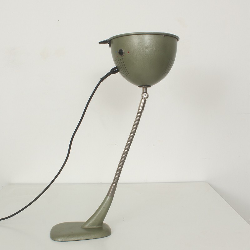 Lampe de table industrielle en métal - 1950
