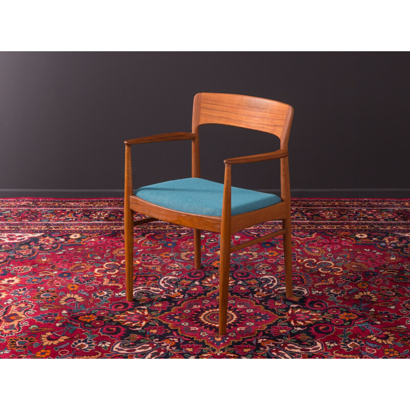 Suite de 4 chaises vintage pour K.S. Møbler en polyester bleu et teck 1960