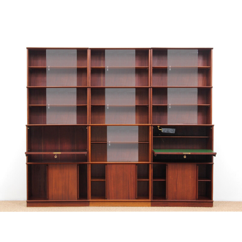 Vintage modular Oscar french bookcase for Rozaffy in mahogany 1950