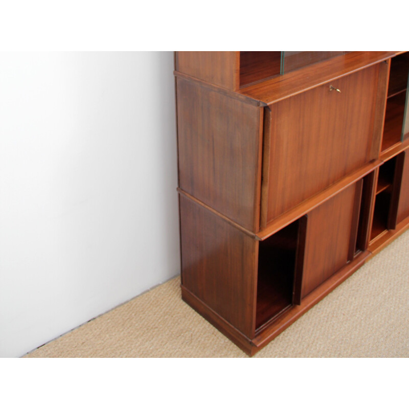 Vintage modular Oscar french bookcase for Rozaffy in mahogany 1950