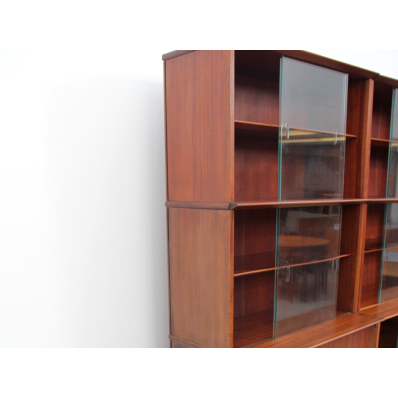 Vintage modular Oscar french bookcase for Rozaffy in mahogany 1950