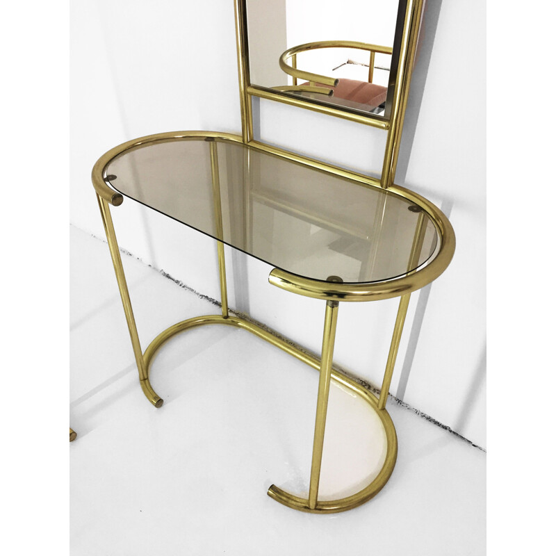 Vintage brass vanity table and chair 1970