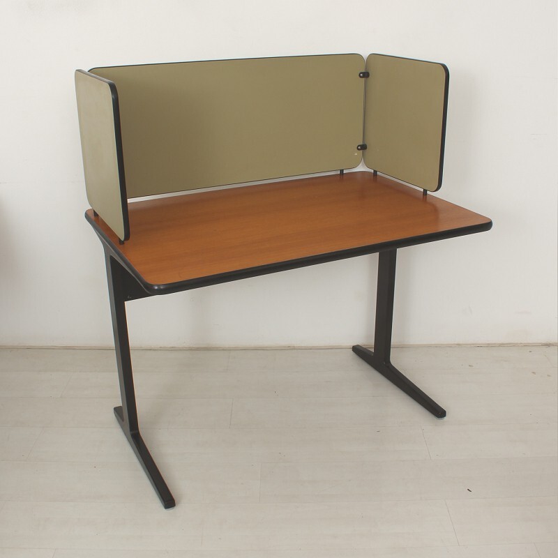 Herman Miller wooden and metal desk with visual covers, Robert PROPST - 1950s