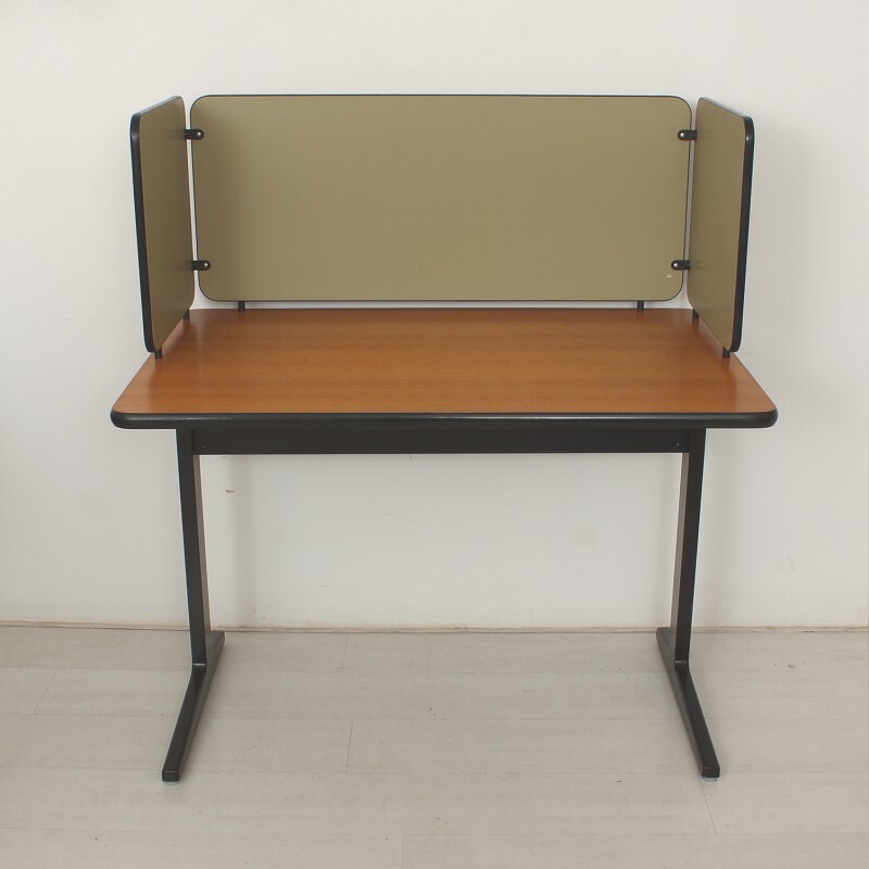 Herman Miller wooden and metal desk with visual covers, Robert PROPST - 1950s