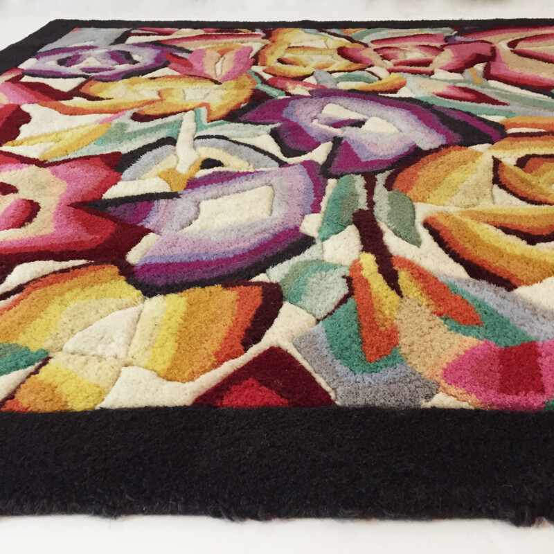 Vintage flowers square rug by Missoni Home 1990
