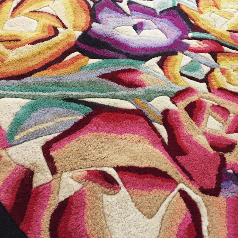Vintage flowers square rug by Missoni Home 1990