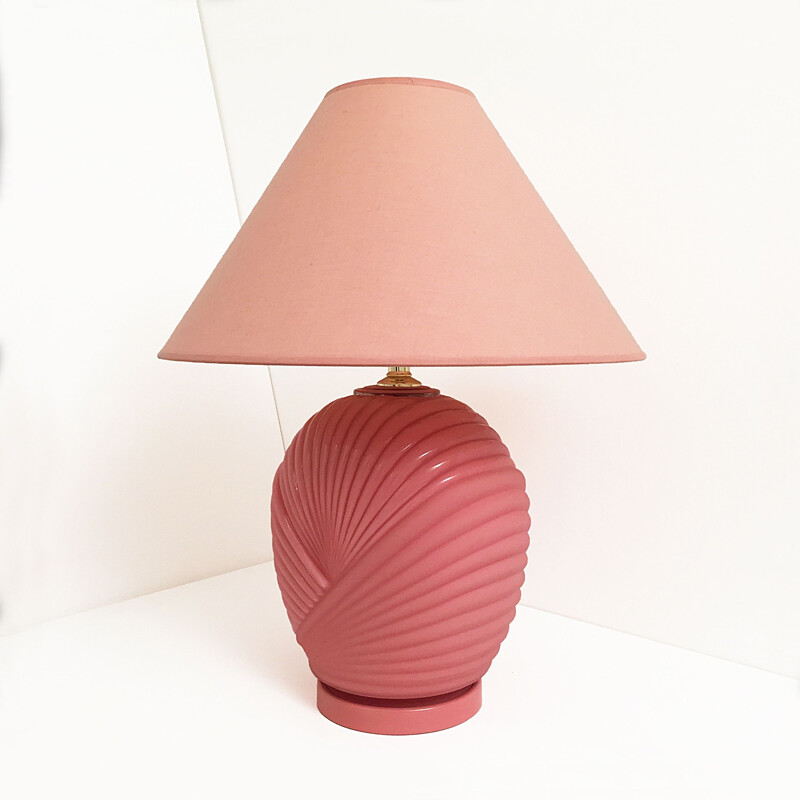 Vintage pink candy glass table lamp 1980