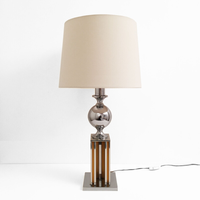 Vintage chrome table lamp Maison Barbier 1960