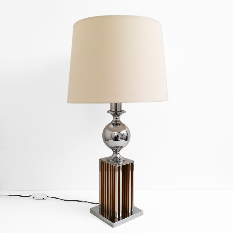 Vintage chrome table lamp Maison Barbier 1960