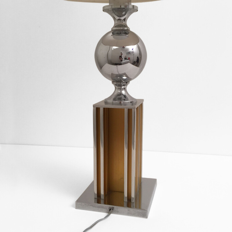 Lampe de table vintage chromée Maison Barbier 1960