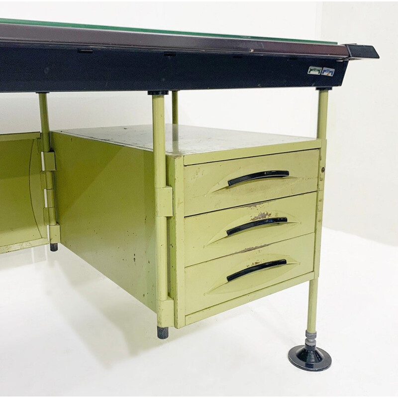 Spazio green vintage desk by Studio BBPR for Olivetti 1959