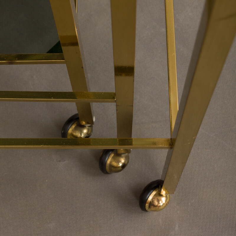 Set of 3 vintage brass nesting tables 1950