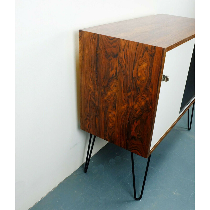 Vintage german sideboard in rosewood wih sliding doors and hairpin legs 1960s