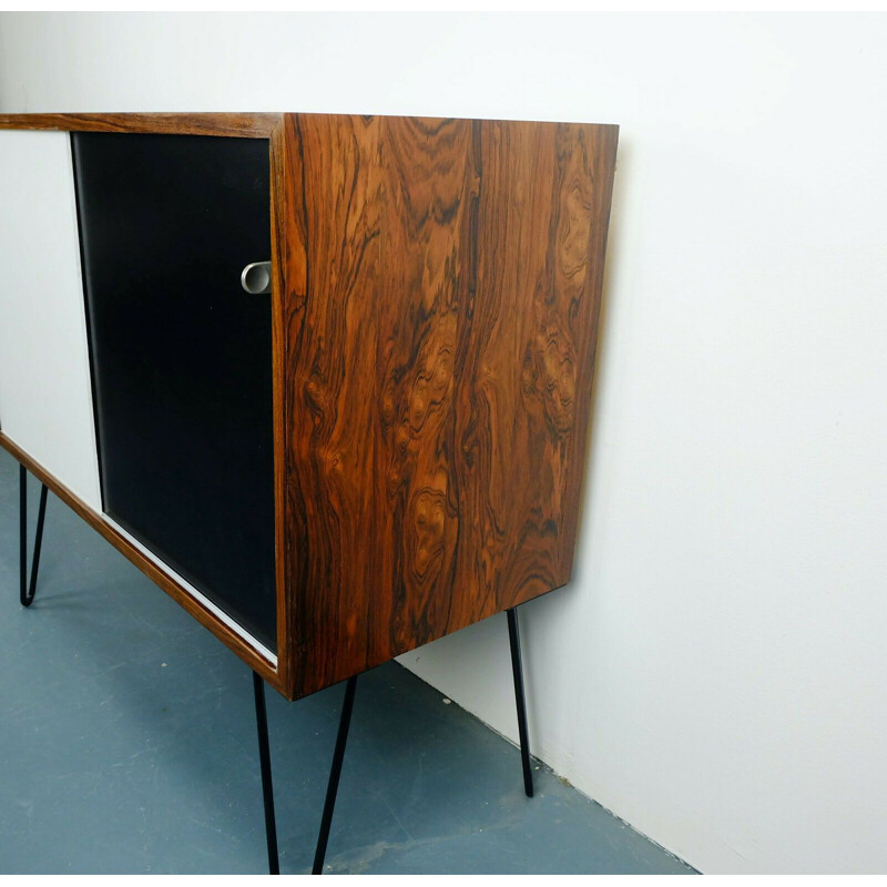 Vintage german sideboard in rosewood wih sliding doors and hairpin legs 1960s