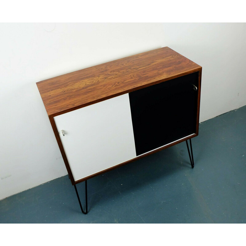 Vintage german sideboard in rosewood wih sliding doors and hairpin legs 1960s