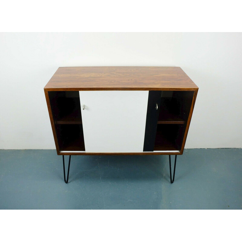 Vintage german sideboard in rosewood wih sliding doors and hairpin legs 1960s