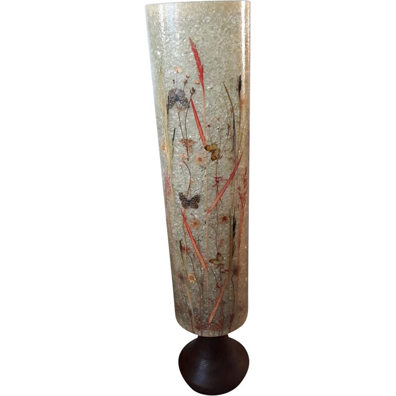 French vintage floorlamp in resin and beige ceramics 1970