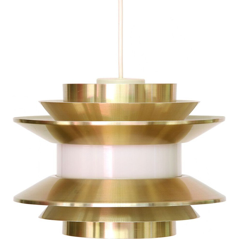 Vintage Trava pendant for Granhaga in golden aluminium and plastic 1970s