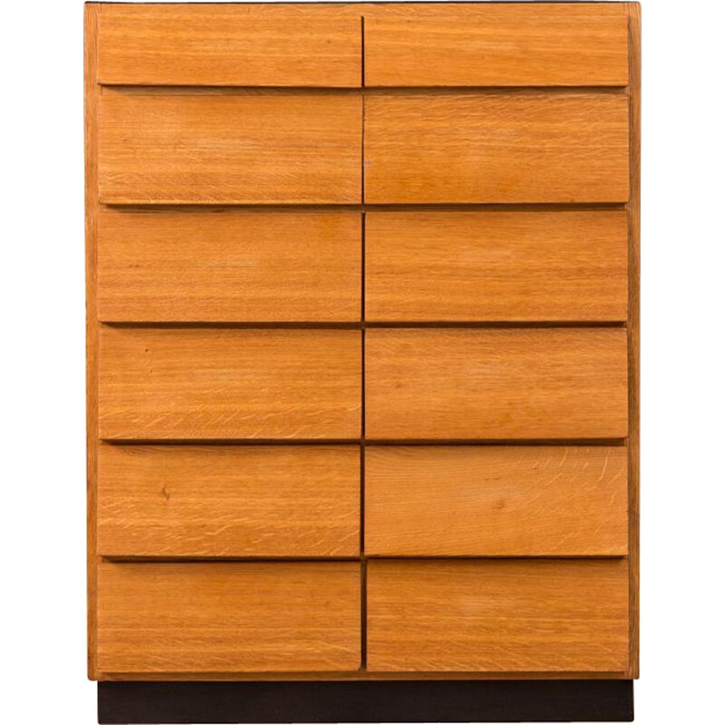 Vintage german drawer cabinet in oakwood and formica 1950s