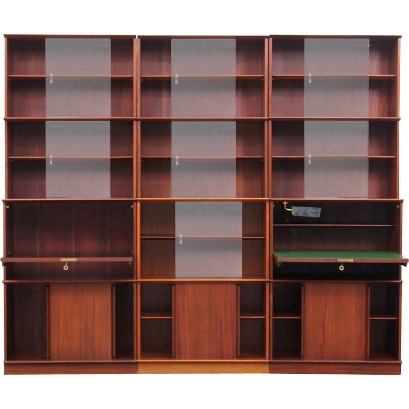 Vintage modular Oscar french bookcase for Rozaffy in mahogany 1950