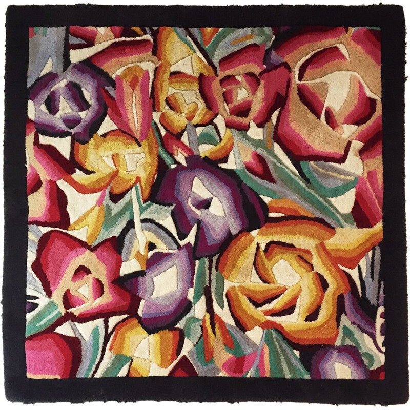 Vintage flowers square rug by Missoni Home 1990