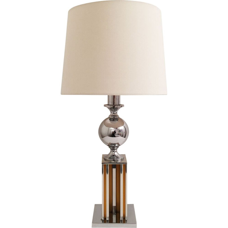 Lampe de table vintage chromée Maison Barbier 1960