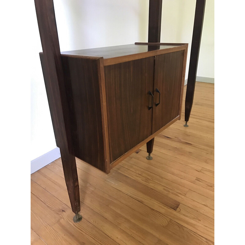 Vintage italian bookcase in Rio rosewood 1950