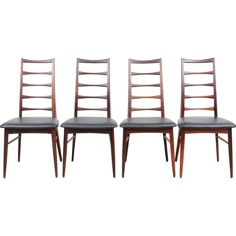 Set of 4 vintage rosewood chairs model Lis by Niels Koefoed