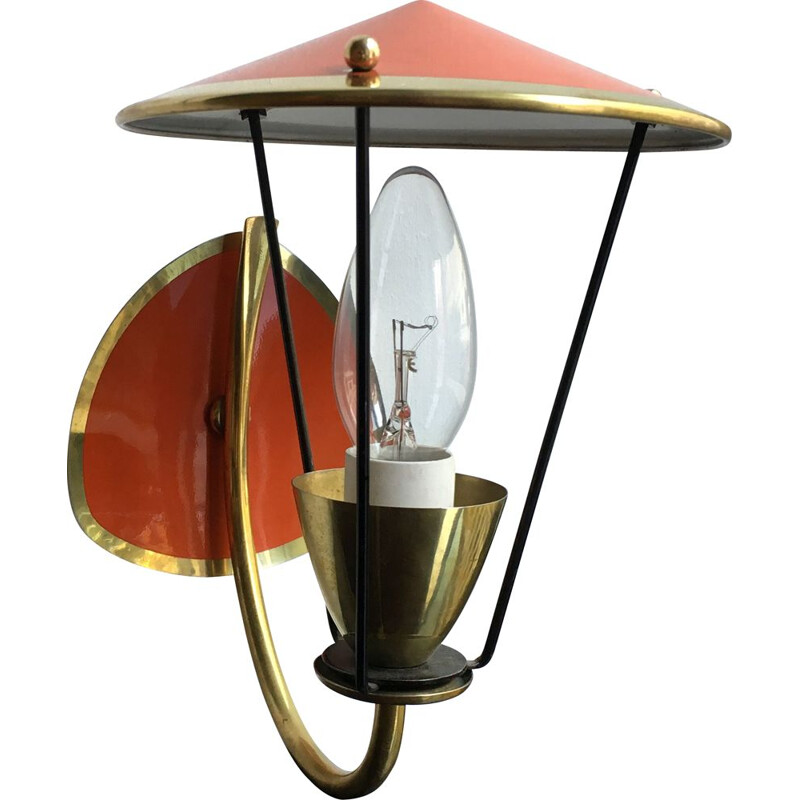 Vintage brass wall lamp, 1950