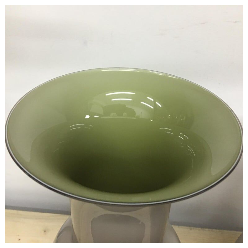 Paire de vases vintage gris de Toso en verre de Murano