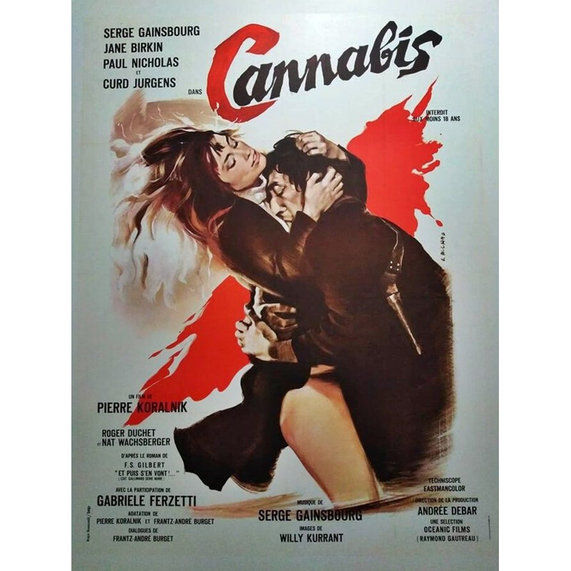 Vintage poster of Serge Gainsbourg and Jane Birkin 1970