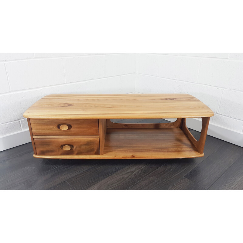 Vintage Minerva coffee table for Ercol in elmwood 1970s
