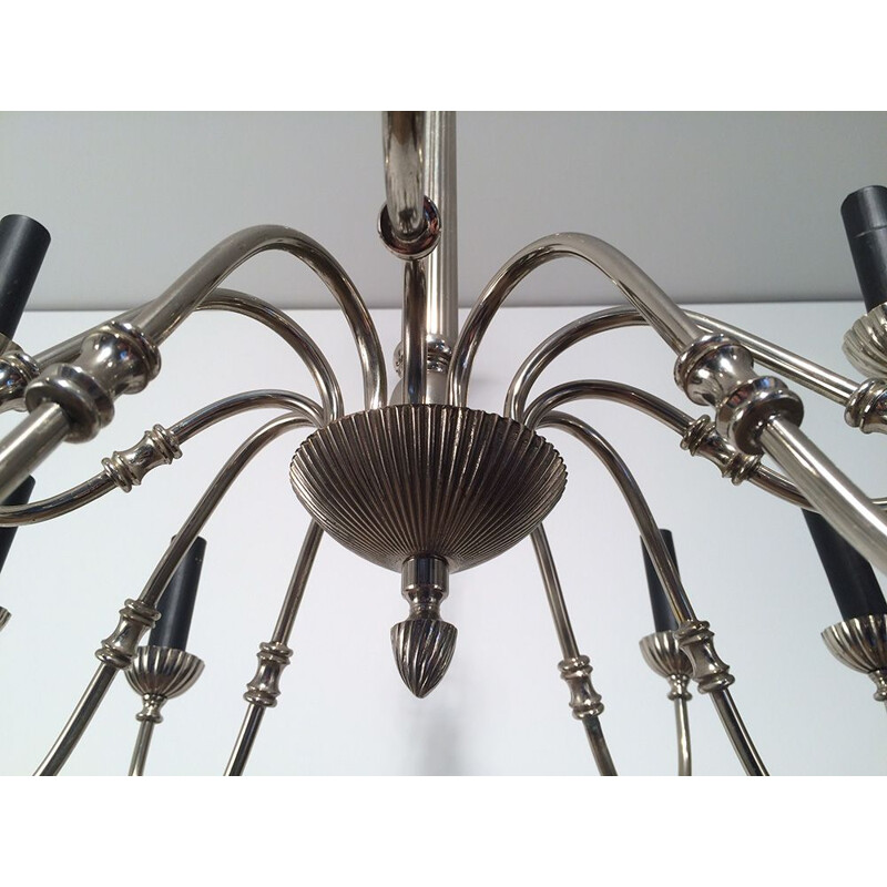 Vintage French silver plated chandelier, 1940