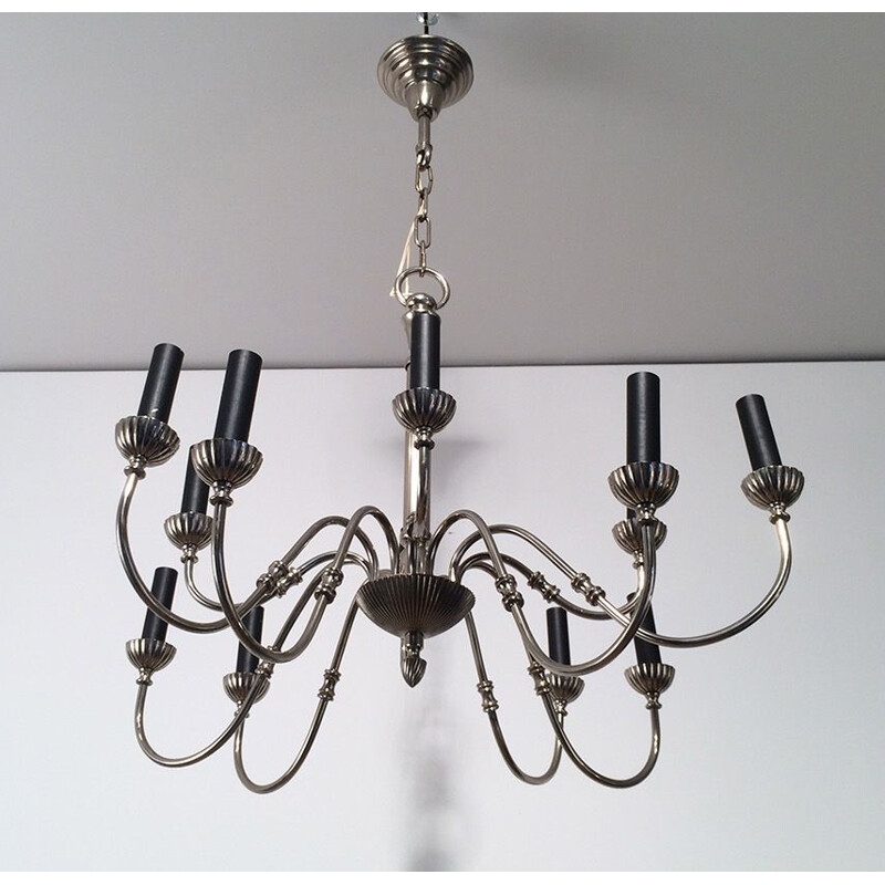 Vintage French silver plated chandelier, 1940