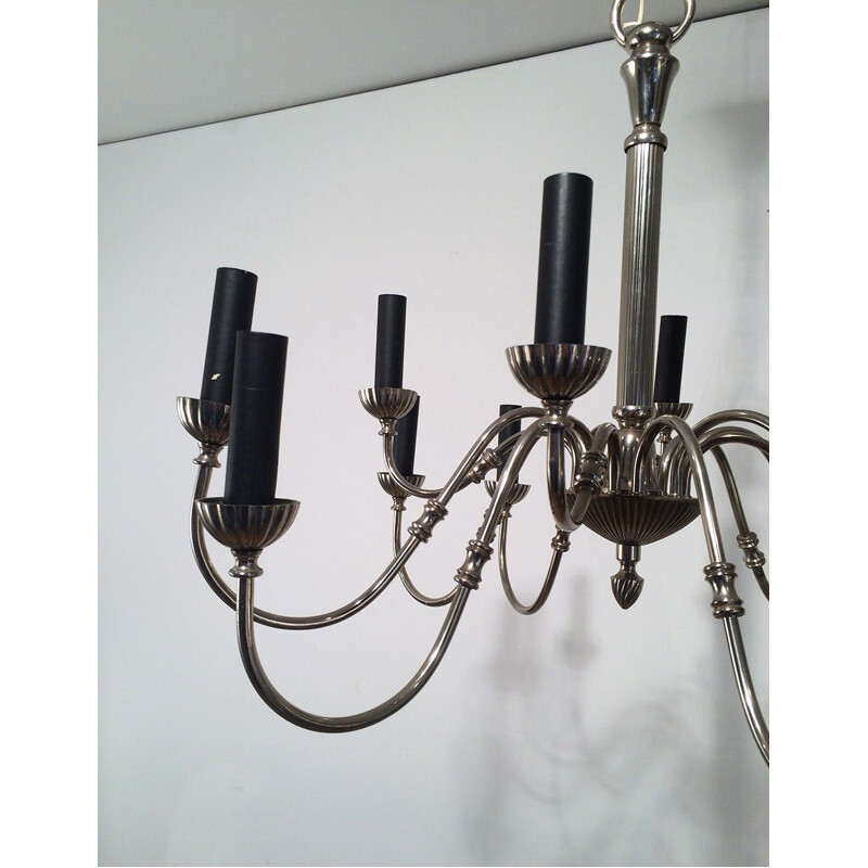 Vintage French silver plated chandelier, 1940