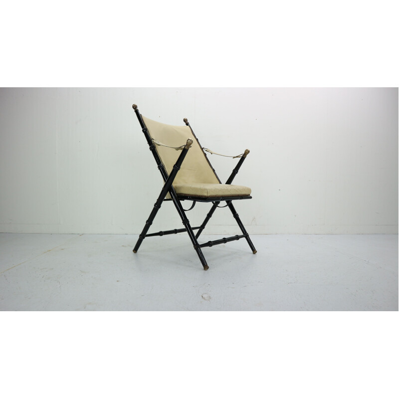 Vintage folding leather long chair by Valenti, 1970