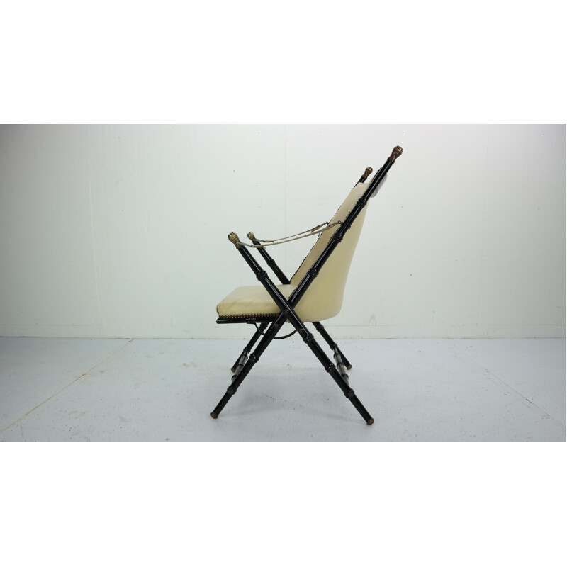 Vintage folding leather long chair by Valenti, 1970