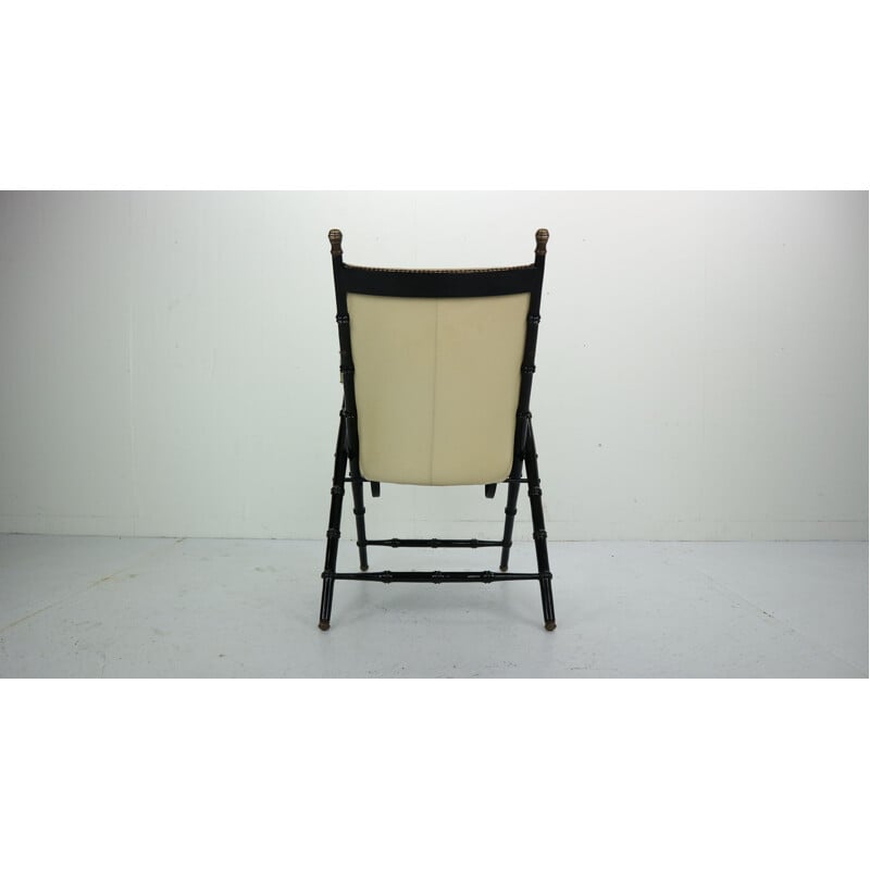 Chaise longue vintage pliante en cuir par Valenti,1970