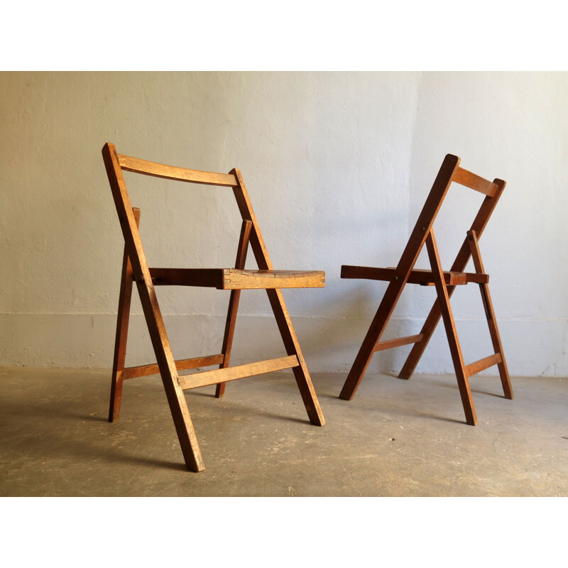 6 chaises à repas vintage pliables en bois,1950